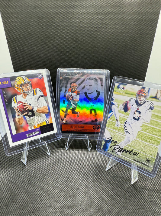 Joe Burrow Football Card Lot Illusions Base + Score + Playoff Rookie